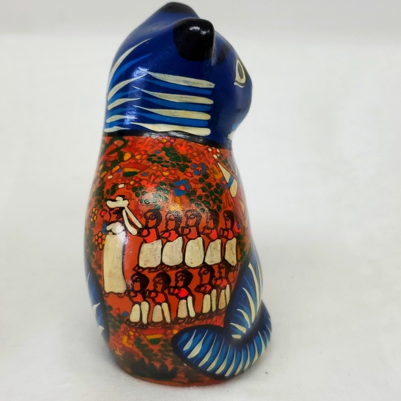 Talavera handmade folk art red-ware cat figure Made in Mexico - Picture 4 of 6